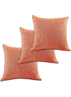 Buy 3-Piece Decorative Cushion Set Orange 40x40cm in Saudi Arabia