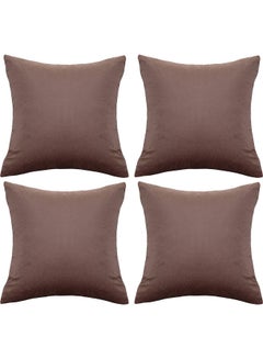 Buy 4-Piece Velvet Decorative Cushion Set Purple in Saudi Arabia