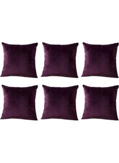 Buy 6-Piece Decorative Filled Cushion Set Purple 30x30cm in Saudi Arabia