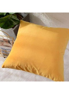 Buy Square Shaped Decorative Cushion Yellow in Saudi Arabia