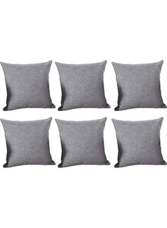 Buy 6-Piece Decorative Cushion Set Grey 30x30cm in Saudi Arabia