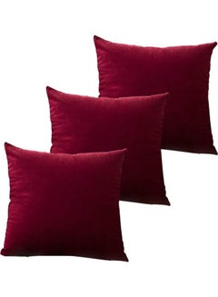 Buy 3-Piece Decorative Cushion Set Red 30x30cm in Saudi Arabia