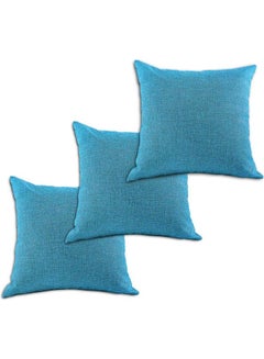 Buy 3-Piece Decorative Cushion Set Blue 30x30cm in Saudi Arabia