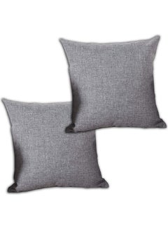 Buy 2-Piece Decorative Cushion Grey 25x25cm in Saudi Arabia