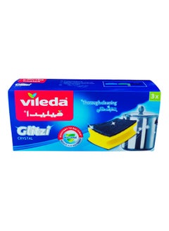 Buy 3-Piece Glitzi Sponge Scourer Set Yellow 7.5x11x2.5cm in UAE