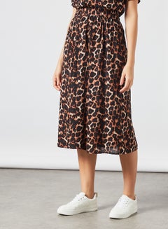 Buy Leopard Print Midi Skirt SilverMink/Leo in Saudi Arabia