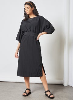 Buy Puff Sleeve Midi Dress Black in UAE