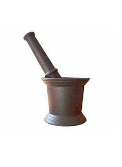 Buy Pre Seasoned Cast Iron Mortar And Pestle Black 12cm in UAE