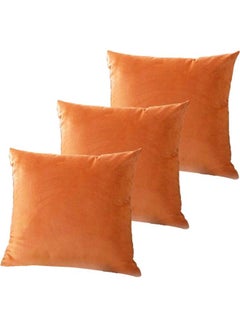 Buy 3-Piece Decorative Cushion Set Orange 65x65cm in Saudi Arabia