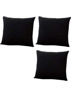 Buy 3-Piece Filled Decorative Cushion Set Black 40x40cm in Saudi Arabia