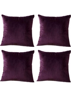 Buy 4-Piece Filled Decorative Cushion Set Purple 30x30cm in Saudi Arabia