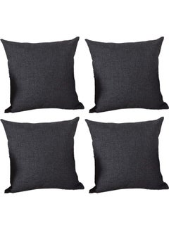 Buy 4-Piece Decorative Cushion Black 65 x 65cm in Saudi Arabia