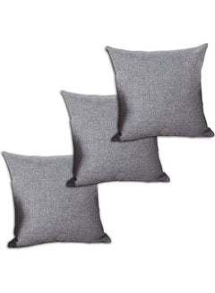 Buy 3-Piece Decorative Cushion Grey 65x65cm in Saudi Arabia