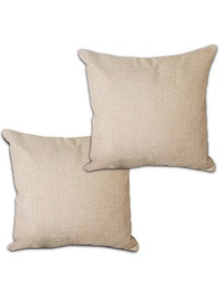 Buy 2-Piece Decorative Cushion Beige 65 x 65cm in Saudi Arabia