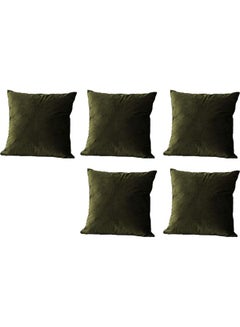 Buy 5-Piece Velvet Decorative Cushion Green 25 x 25cm in Saudi Arabia