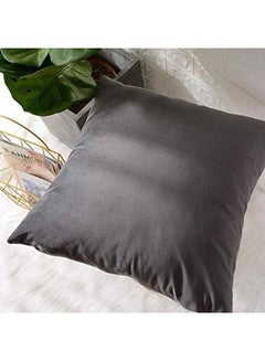 Buy Velvet Decorative Cushion Grey 65x65cm in Saudi Arabia