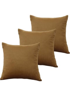 Buy 3-Piece Decorative Cushion Set Brown 40x40cm in Saudi Arabia