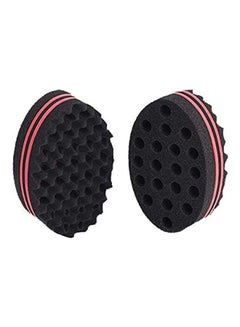 Buy 2-Piece Hair Curl Sponge Brush Set Blac/Pink in Saudi Arabia