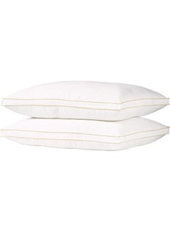 Buy 2 Pieces Prime Hotel Pillow with Double Golden Line Microfiber White 75x50cm in Saudi Arabia