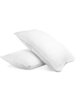 Buy Comfortable Strip Hotel Pillow Microfiber White 75x50cm in Saudi Arabia