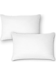 Buy Comfortable Strip Hotel Pillow Microfiber White 90x50cm in Saudi Arabia