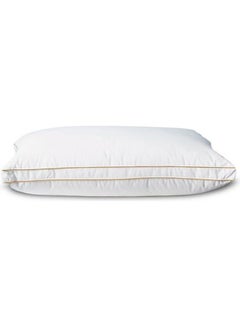 Buy Prime Hotel Pillow with Double Golden Line Microfiber White 75x50cm in Saudi Arabia