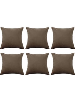 Buy 6-Piece Velvet Decorative Cushion Brown 40x40cm in Saudi Arabia