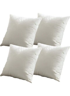 Buy 4-Piece Velvet Decorative Cushion White 30x30cm in Saudi Arabia