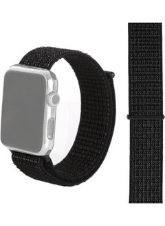 Buy Simple Fashion Nylon Replacement Strap For Apple Watch Series 5/4 40mm And 3/2/1 38mm Nightfall Black in UAE