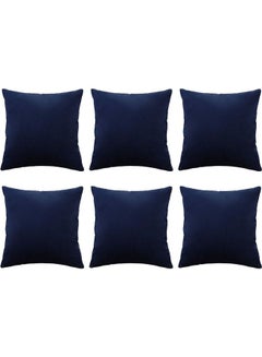 Buy 6-Piece Velvet Decorative Cushion Blue 25x25cm in Saudi Arabia