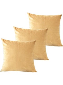 Buy 3-Piece Filled Decorative Cushion Set Beige 30x30cm in Saudi Arabia