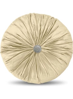 Buy Velvet Decorative Cushion Beige 40x40cm in Saudi Arabia