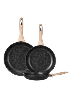 Buy 3-Piece Non-Stick Aluminium Frying Pan Black/Beige 43x12.3x34.5cm in Saudi Arabia