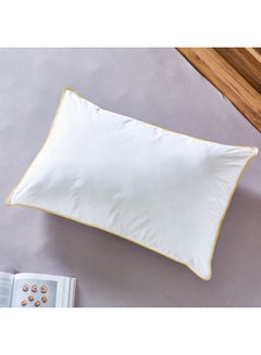 Buy 4 Pieces Prime Hotel Pillow with Golden Line Microfiber White 140x50cm in Saudi Arabia