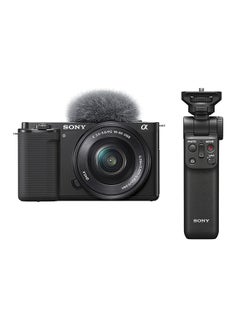 Buy Alpha ZV-E10L Interchangeable Lens Vlog Digital Camera With 16-50 mm Lens And Free Sony Wireless Grip With Remote Control And Tripod Feature, 24.2MP, Black in UAE