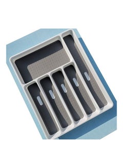 Buy Kitchen Drawer Cutlery Storage Tray Blue/Grey 42 x 6.5 x 34g in UAE