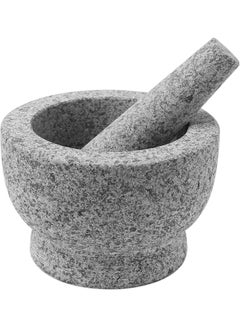 Buy Granite Marble Mortar And Pestle Set Grey 15x10x8cm in UAE