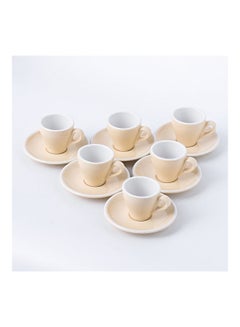 Buy 12 Piece Coffee Cup And Saucer Set Yellow 7.6x6.1x6.3cm in UAE