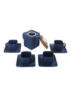 Buy 9-Pices Tea Coffee Set Blue 27 x 20 x 14cm in UAE