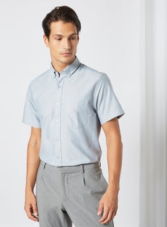 Buy Short Sleeve Button Down Shirt Grey in Saudi Arabia