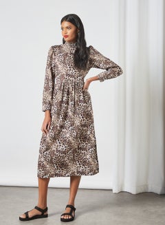 Buy Leopard Print Midi Dress Brown in Egypt
