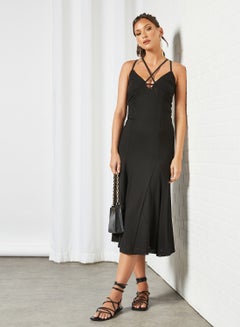 Buy Strappy Midi Dress Black in UAE