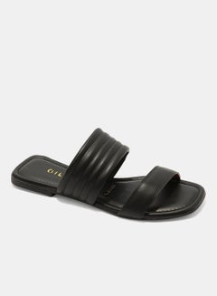 Buy Casual Plain Flat Sandals Black in Saudi Arabia