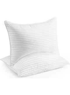 Buy 3- Piece Of Comfortable Strip Hotel Pillow Microfiber White 120x50cm in Saudi Arabia