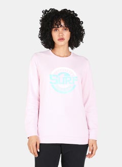 Buy Crew Neck Casual Printed Sweatshirt Light Pink in Saudi Arabia