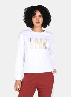 Buy USA NYC Printed Crew Neck Sweatshirt White in Saudi Arabia