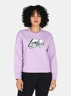 Buy Casual Lawless Printed Crew Neck Regular Fit Sweatshirt Orchid Bloom in Saudi Arabia