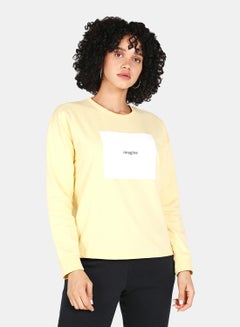 Buy Imagine Printed Casual Crew Neck Sweatshirt Yellow in Saudi Arabia