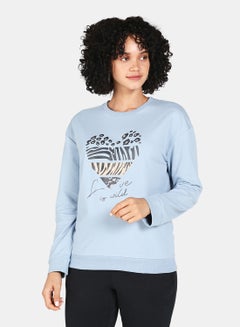 Buy Crew Neck Graphic Printed Sweatshirt Blue Fog in Saudi Arabia