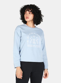 Buy Printed Crew Neck Long Sleeves Sweatshirt Blue in Saudi Arabia